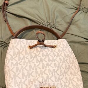Michael Kors Cream and Tan Shoulder Bag